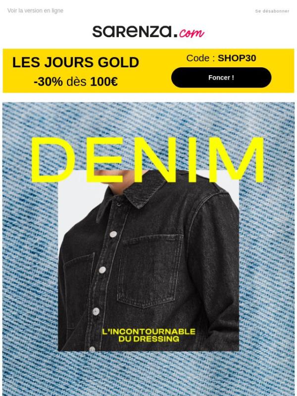 ⏳ DERNIERS JOURS : -30% dès 100€ sur vos essentiels denim