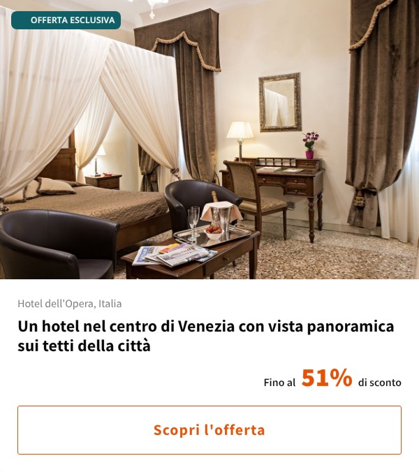 Un hotel nel centro di Venezia con vista panoramica sui tetti della città