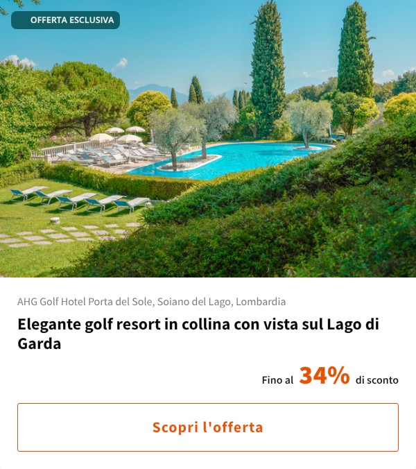 Elegante golf resort in collina con vista sul Lago di Garda
