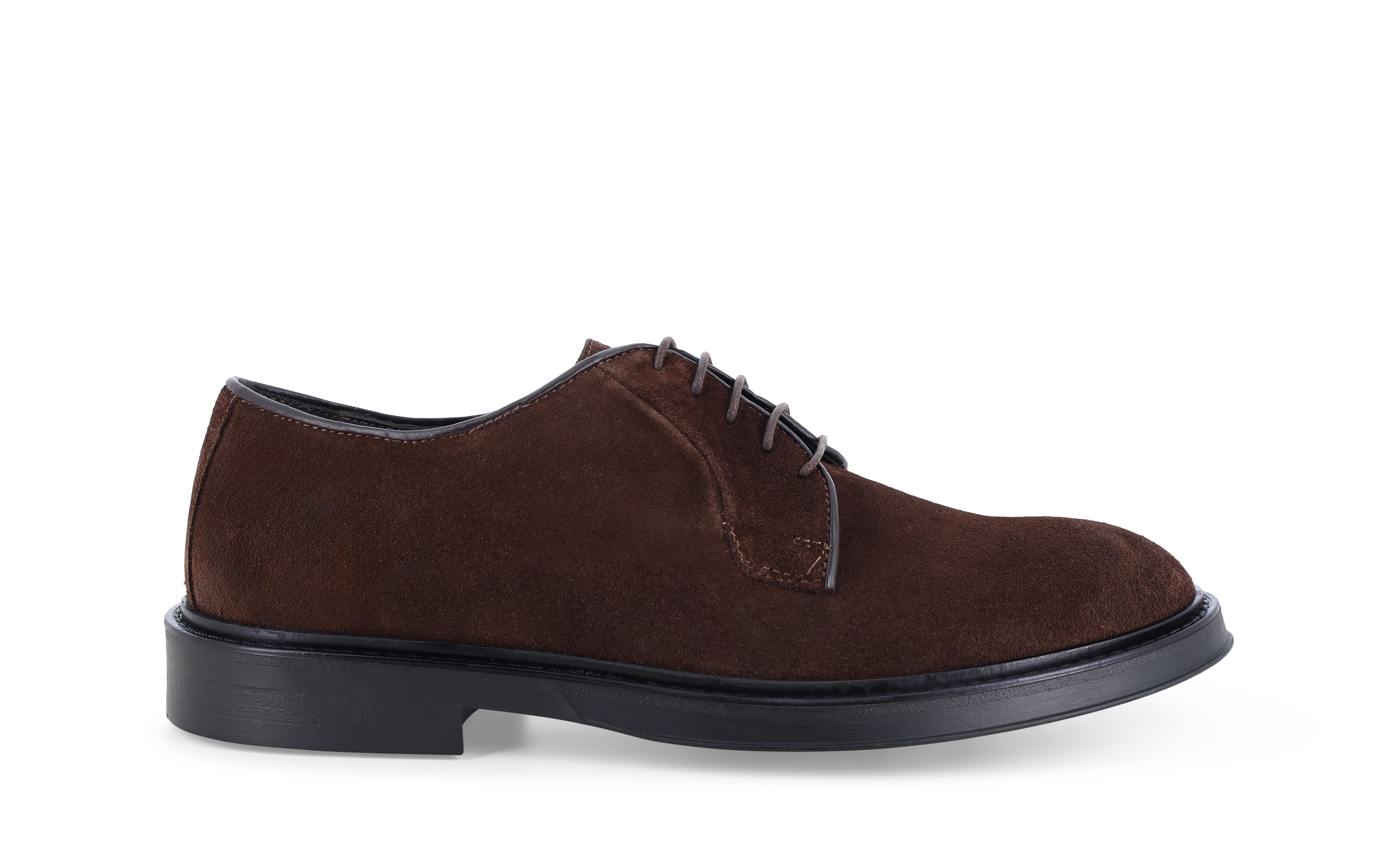 Scarpa uomo allacciata derby in camoscio marrone u24648q