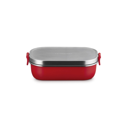 90 cl - On The Go Lunch Box Contenitore Per Alimenti Rettangolare In Acciaio Inox - Ciliegia