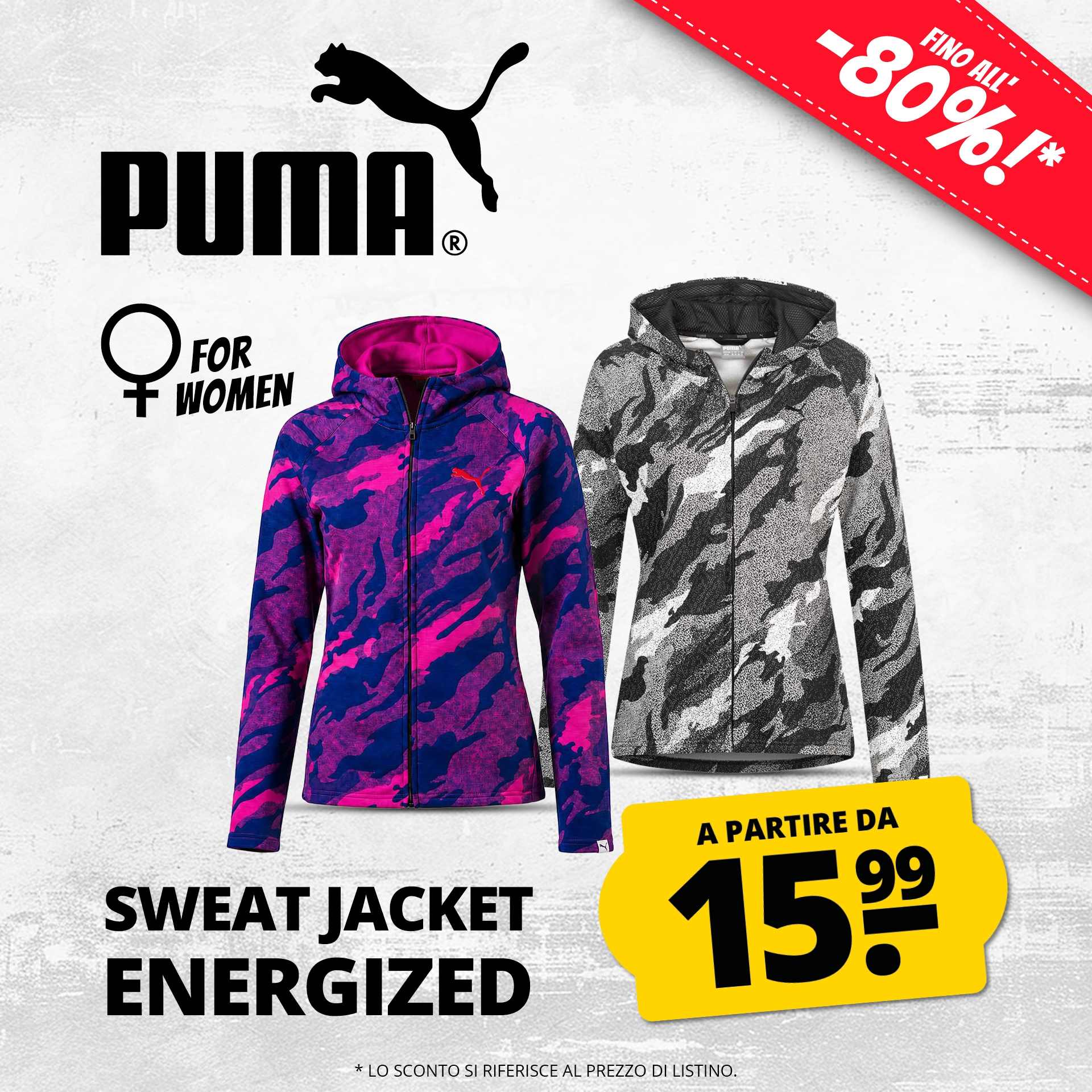 puma stampa energizzante su tutuua la superficie donna felpa con zip e cappuccio