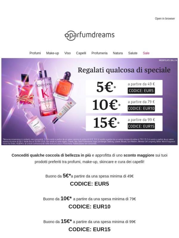 Regalati qualcosa di speciale: fino a 15€* di sconto! 🛍️
