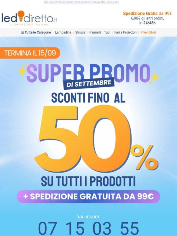 🦸‍♀️ Super Promo -50%: a settembre riparti risparmiando!
