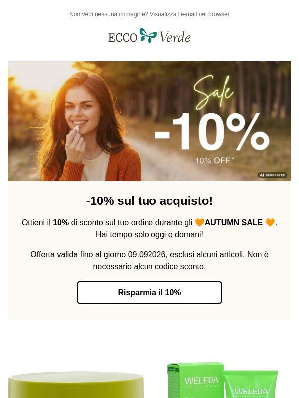 Risparmia il 10% con gli AUTUMN SALE