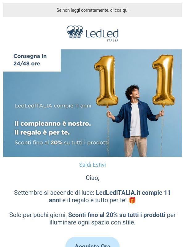 ! 🎉 LedLedITALIA.it compie 11 anni: sconti fino al 20%!