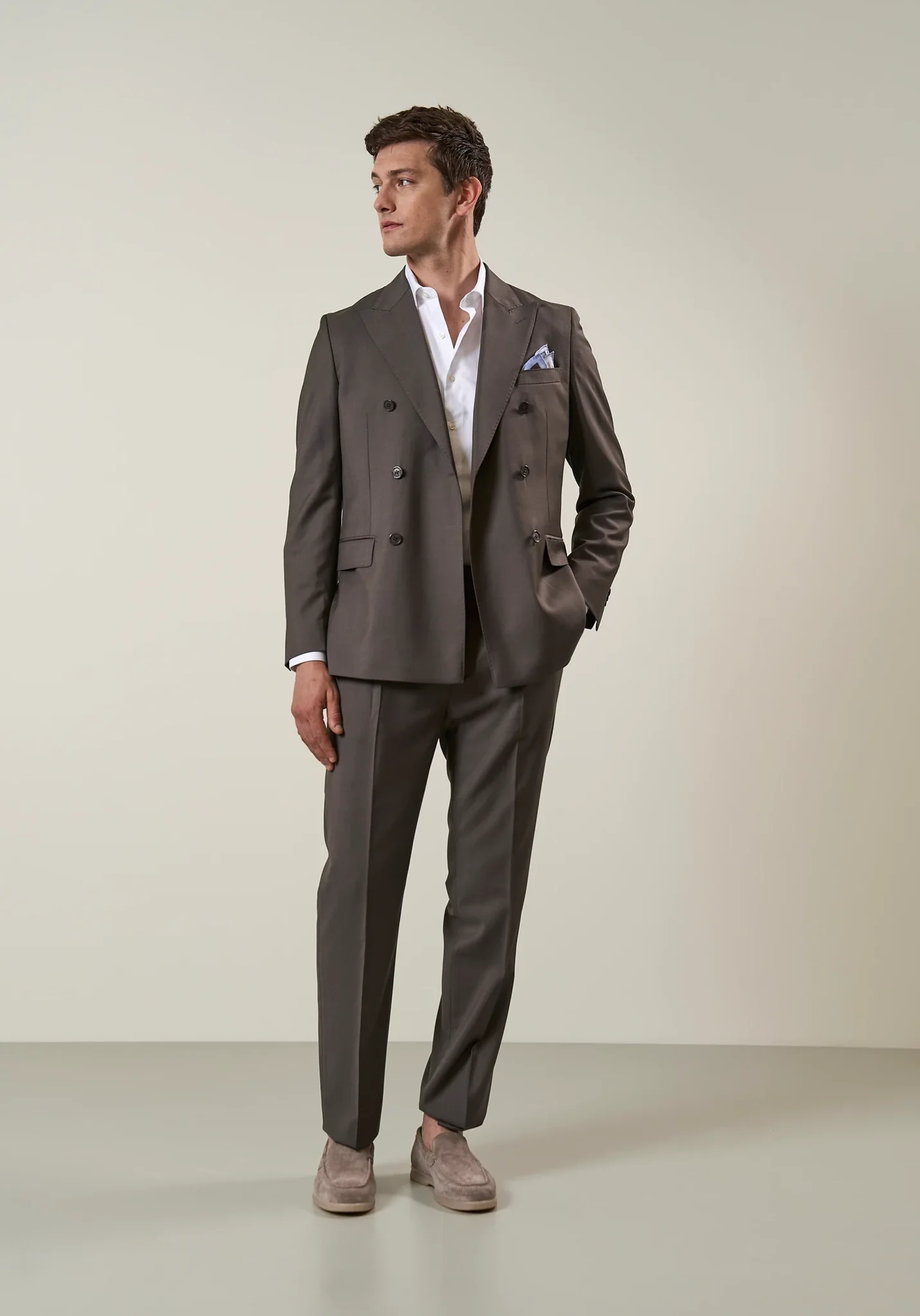 Image of Abito marrone doppiopetto lana 110's custom fit