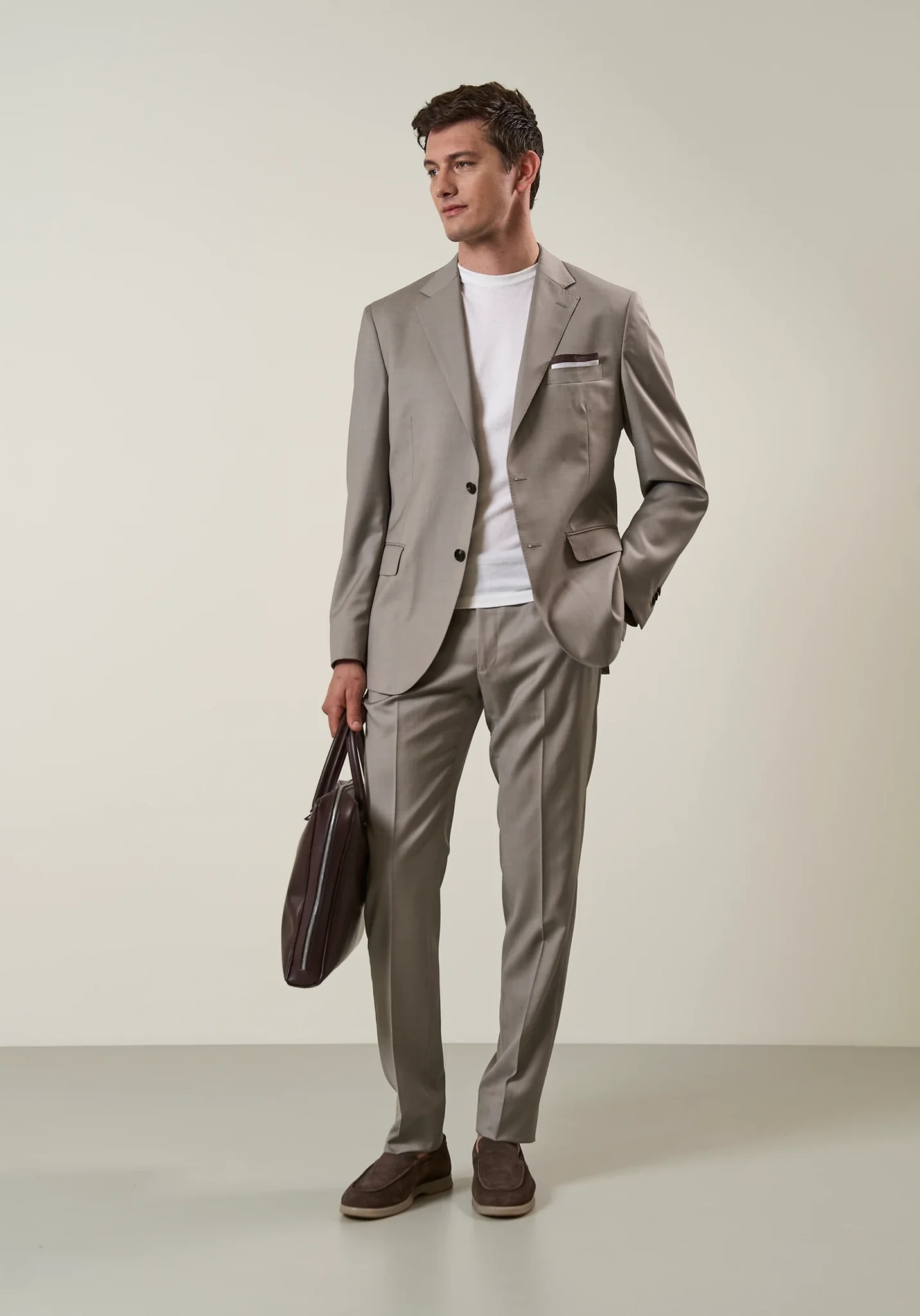 Image of Abito beige sallia lana 110's custom fit