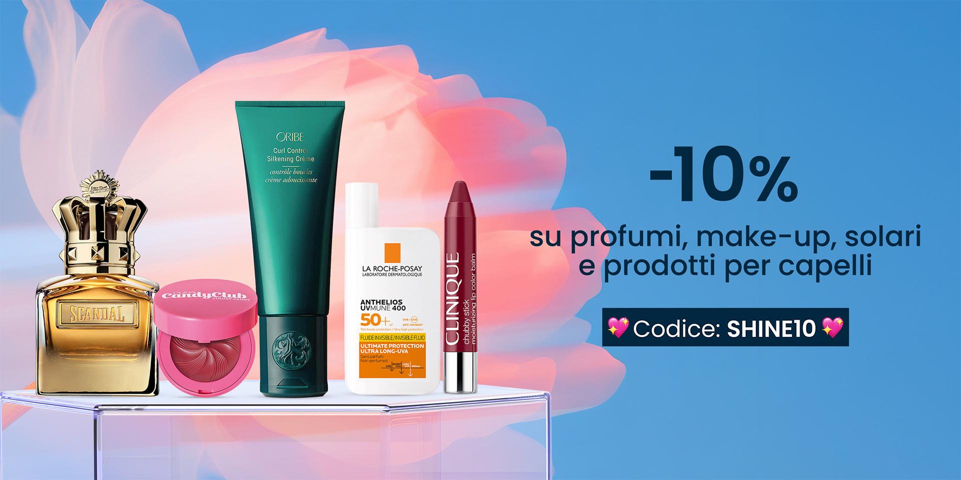 🌸 -10% su profumi, make-up, solari e prodotti per capelli