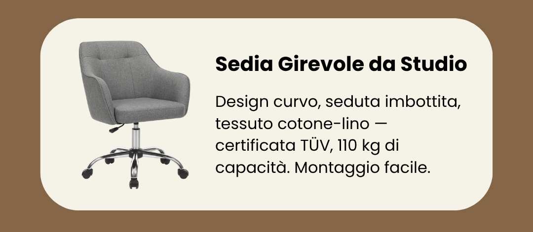  Sedia Girevole da Studio Regolabile 