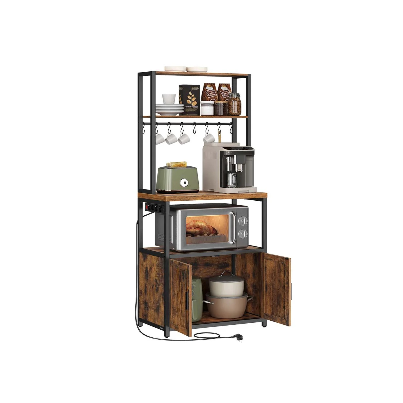 Image of Scaffale da cucina con prese ganci e ripiani multifunzione