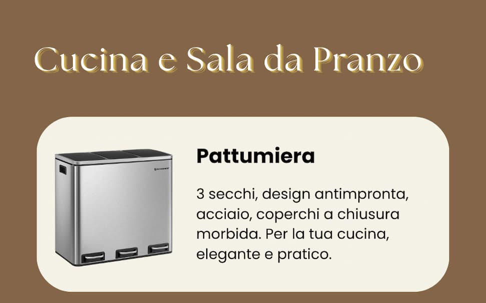 Pattumiera a 3 Censtini da Cucina