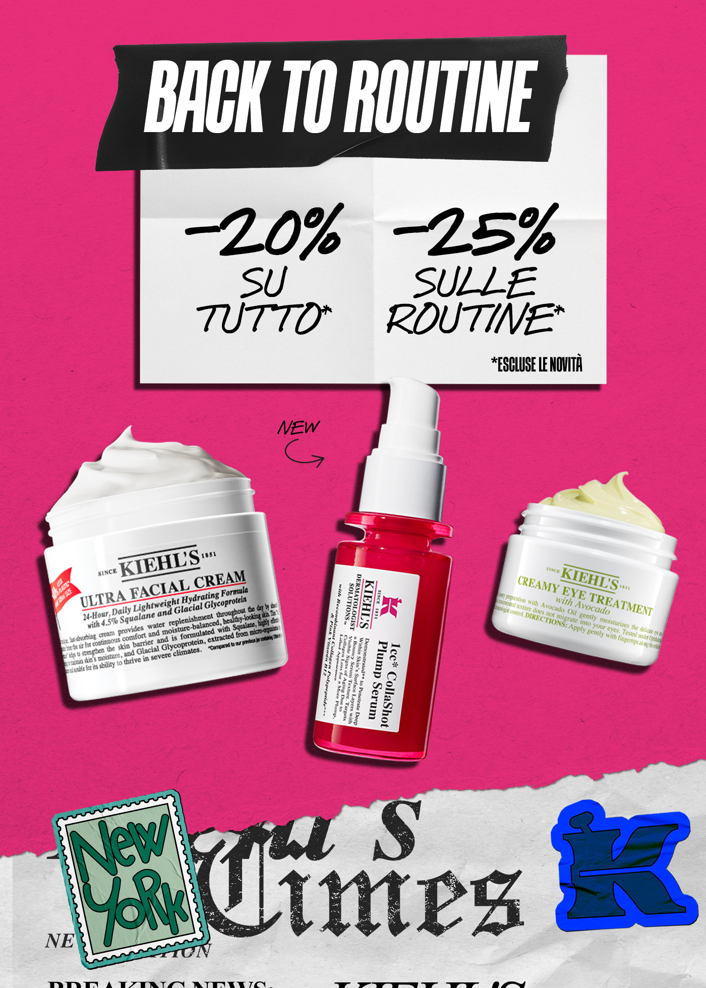 Back to Routine Kiehl's: -20% su tutto e -25% sulle routine, escluse le novità
