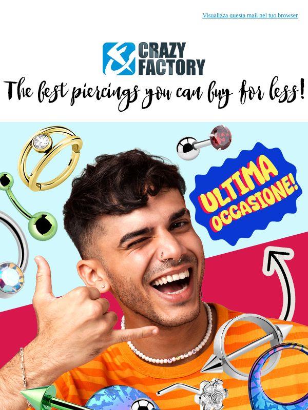 💥 Oggi scade l'offerta di tre giorni: 25% di sconto su tutti i piercing in titanio,