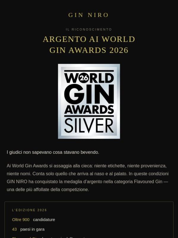 Argento ai World Gin Awards 2026