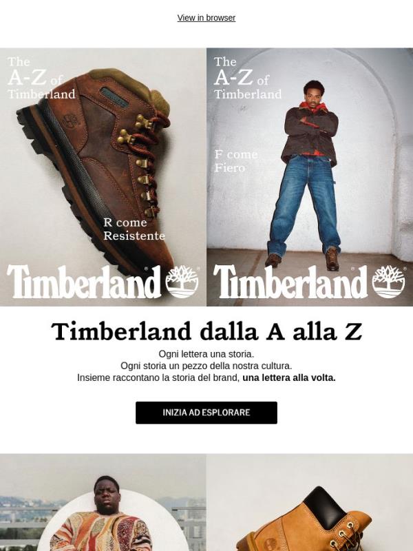 26 lettere. Infinite storie firmate Timberland.