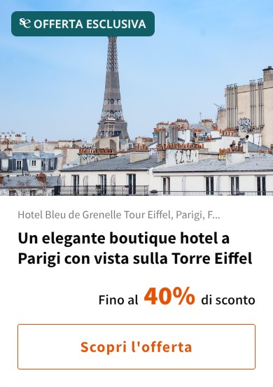 Un elegante boutique hotel a Parigi con vista sulla Torre Eiffel