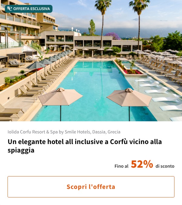 Un elegante hotel all inclusive a Corfù vicino alla spiaggia