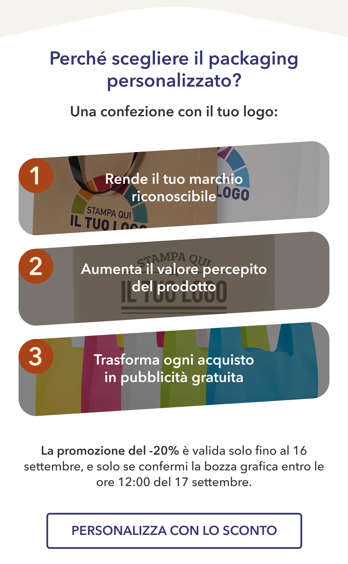 Personalizza con lo sconto.