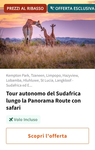 Tour autonomo del Sudafrica lungo la Panorama Route con safari