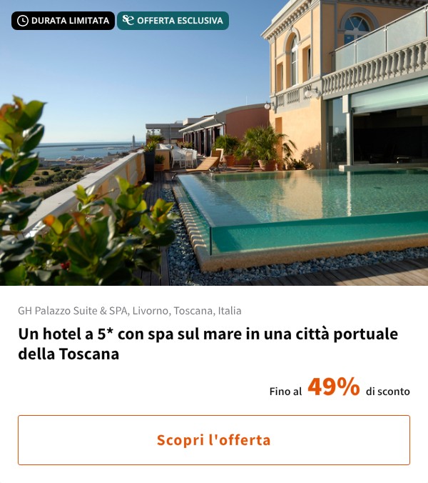 Un hotel a 5* con spa sul mare in una città portuale della Toscana