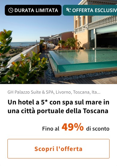 Un hotel a 5* con spa sul mare in una città portuale della Toscana