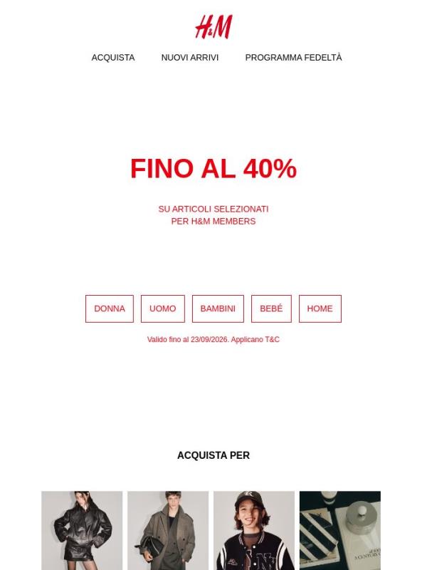 Fino al 40% per H&M Members