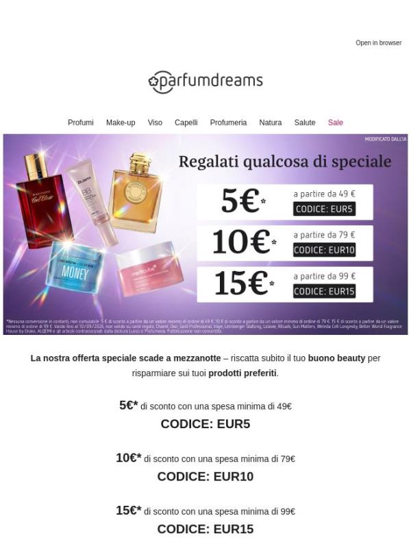 Ultima occasione 🚨 approfitta di uno sconto fino a 15€*