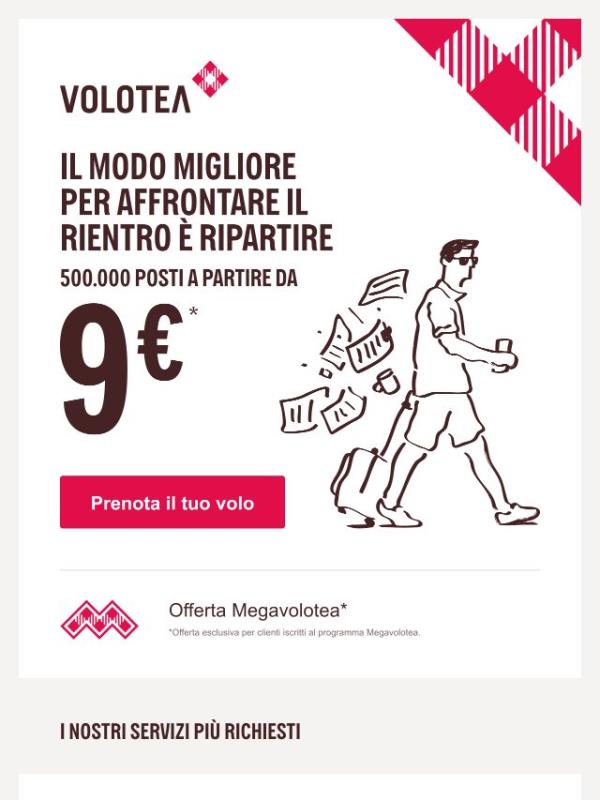 Vola da 9€ e torna con più energia