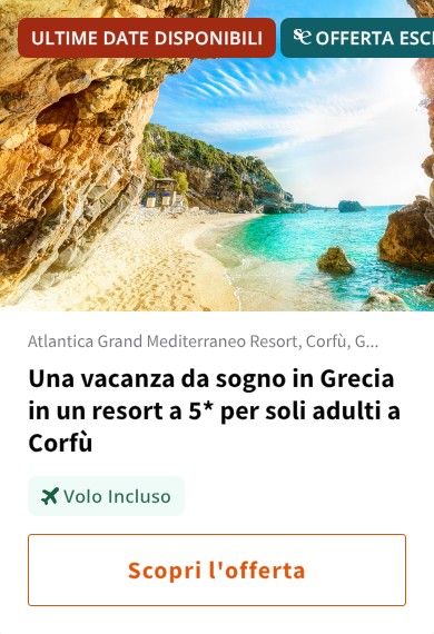 Una vacanza da sogno in Grecia in un resort a 5* per soli adulti a Corfù