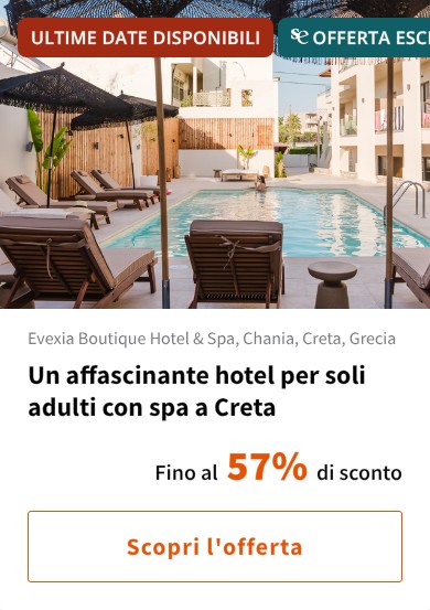 Un affascinante hotel per soli adulti con spa a Creta