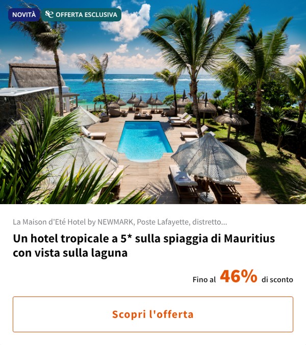 Un hotel tropicale a 5* sulla spiaggia di Mauritius con vista sulla laguna