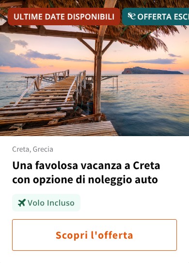 Una favolosa vacanza a Creta con opzione di noleggio auto