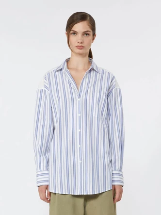 Camicia in Cotone a Righe / Celeste