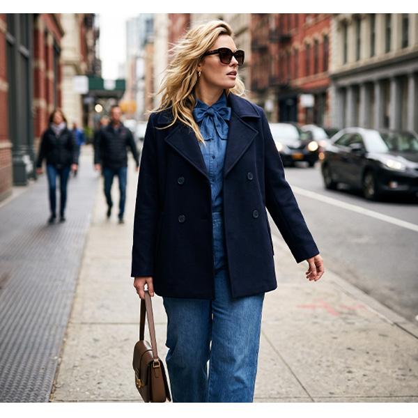 Elegante giacca Caban in classico Navy