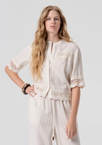 Camicia Regular in Lino / Beige
