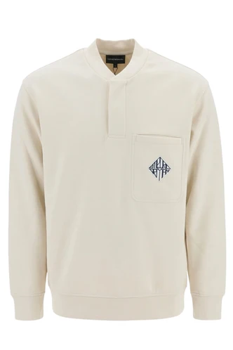 Felpa in Tessuto Tecnico con Logo / Beige
