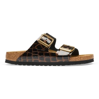 Sandalo in Pelle Arizona con Stampa Animalier / Nero