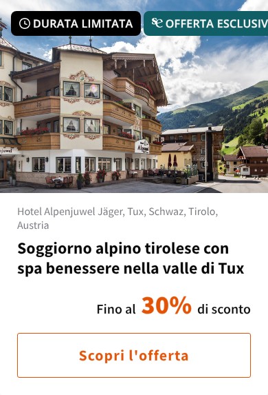 Soggiorno alpino tirolese con spa benessere nella valle di Tux