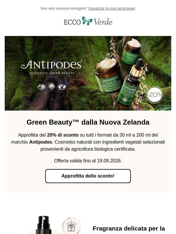 🌿 -20% su tutti i prodotti Antipodes in full size