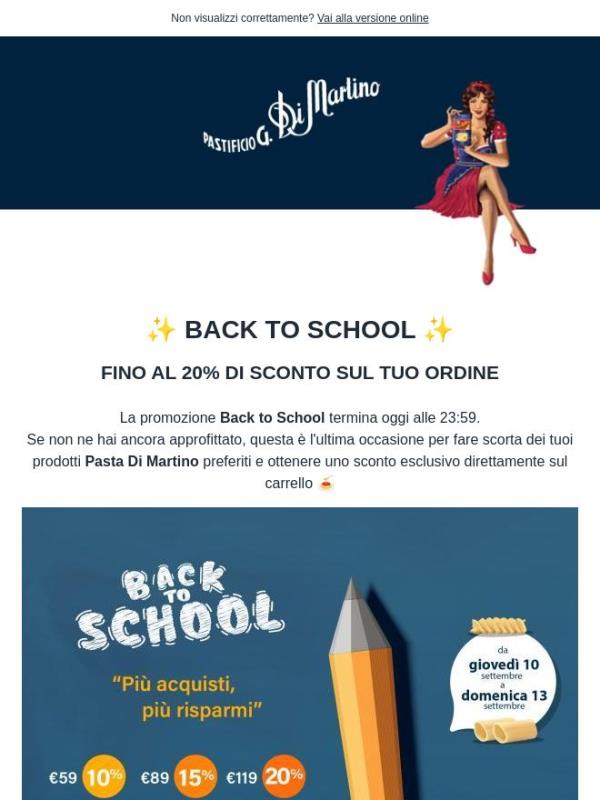 ⏰ Scade stasera: fino al 20% di sconto sul tuo ordine