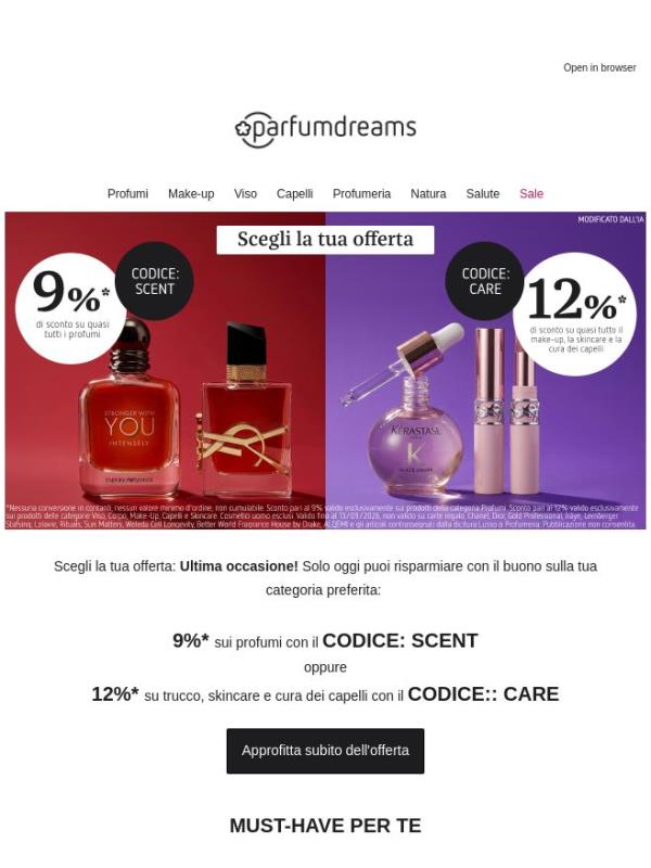 Solo oggi 😱 fino al 12%* sui tuoi prodotti preferiti