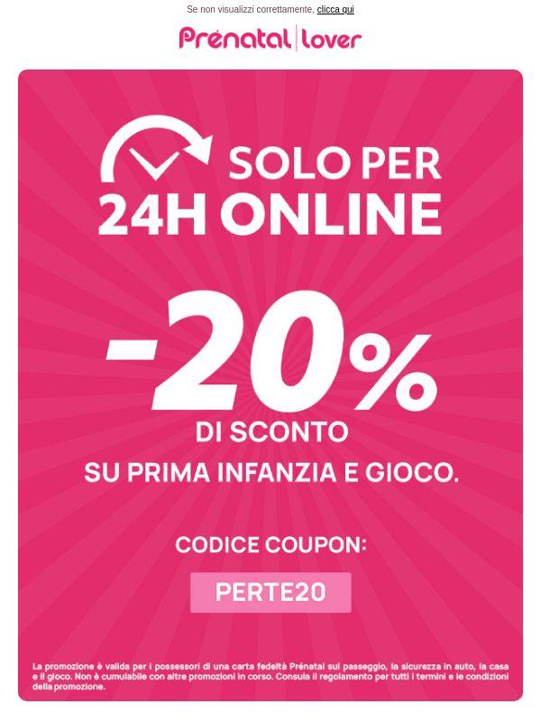 24 ore di vantaggi: -20% online su prima infanzia e gioco!
