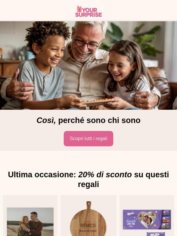 Solo per oggi 20% di sconto su questi regali personalizzati!