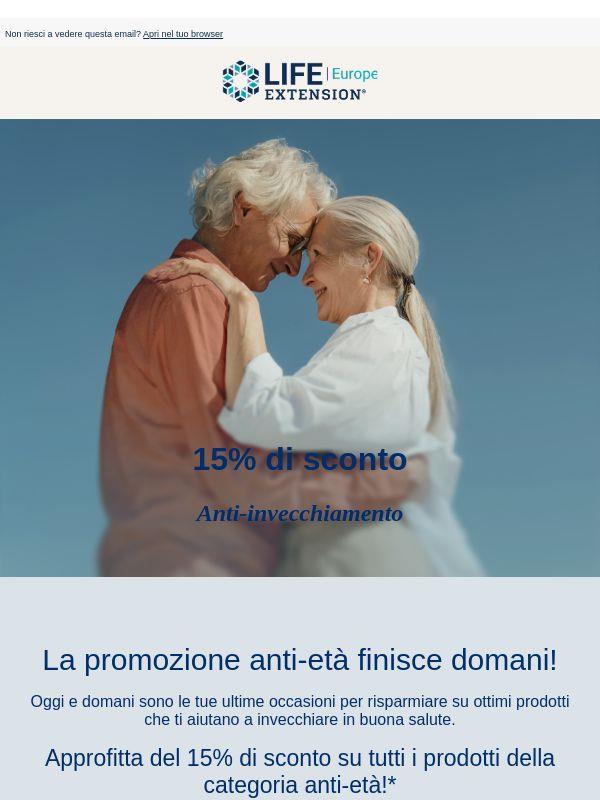 Sconto del 15% sui prodotti anti-età!
