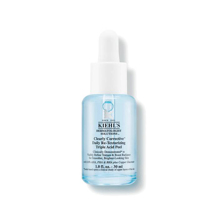 Siero Clearly Corrective Daily Re-Texturizing Triple Acid Peel di Kiehl's su sfondo bianco