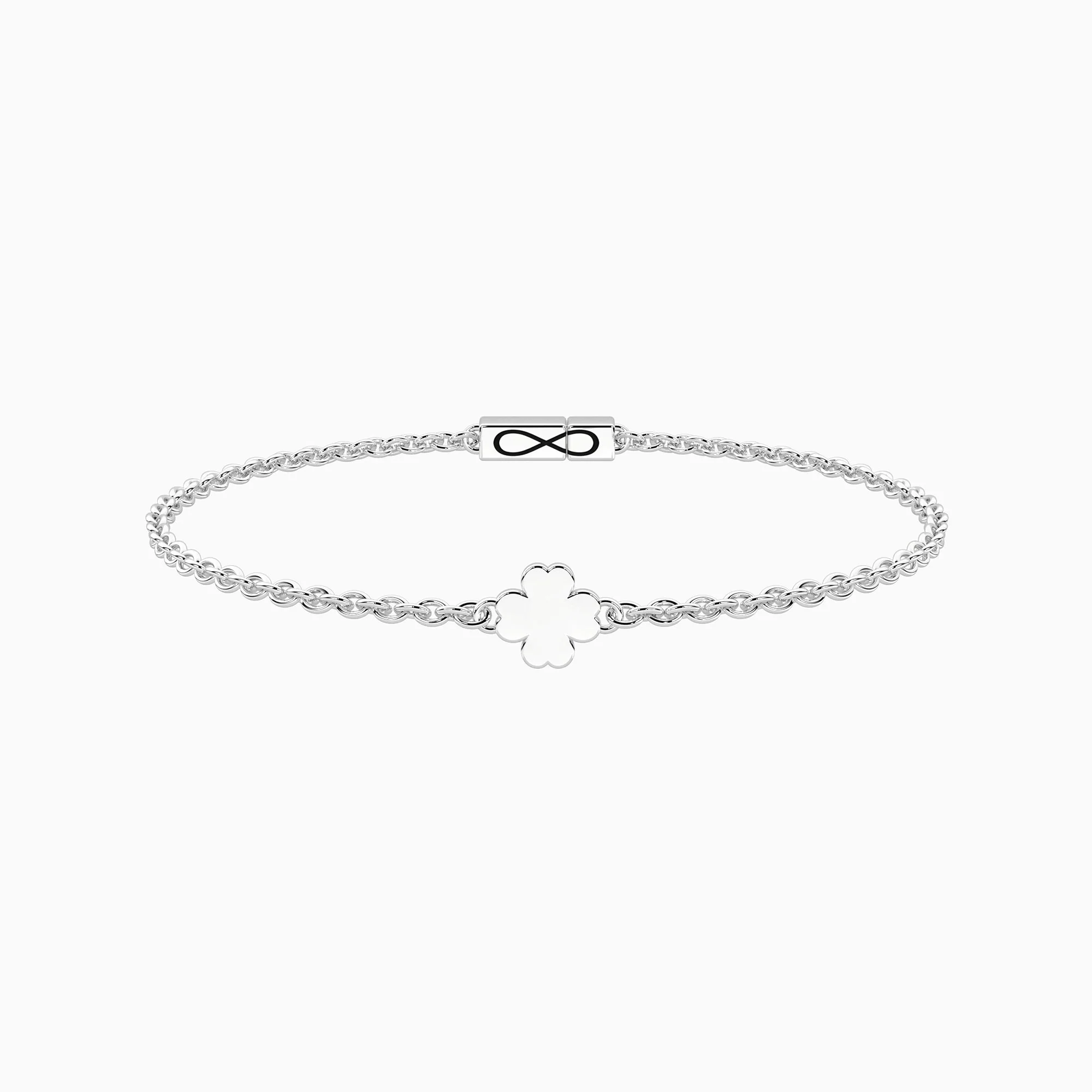 Image of Bracciale infinity con quadrifoglio QUADRIFOGLIO