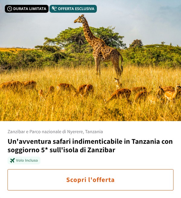 Un'avventura safari indimenticabile in Tanzania con soggiorno 5* sull'isola di Zanzibar