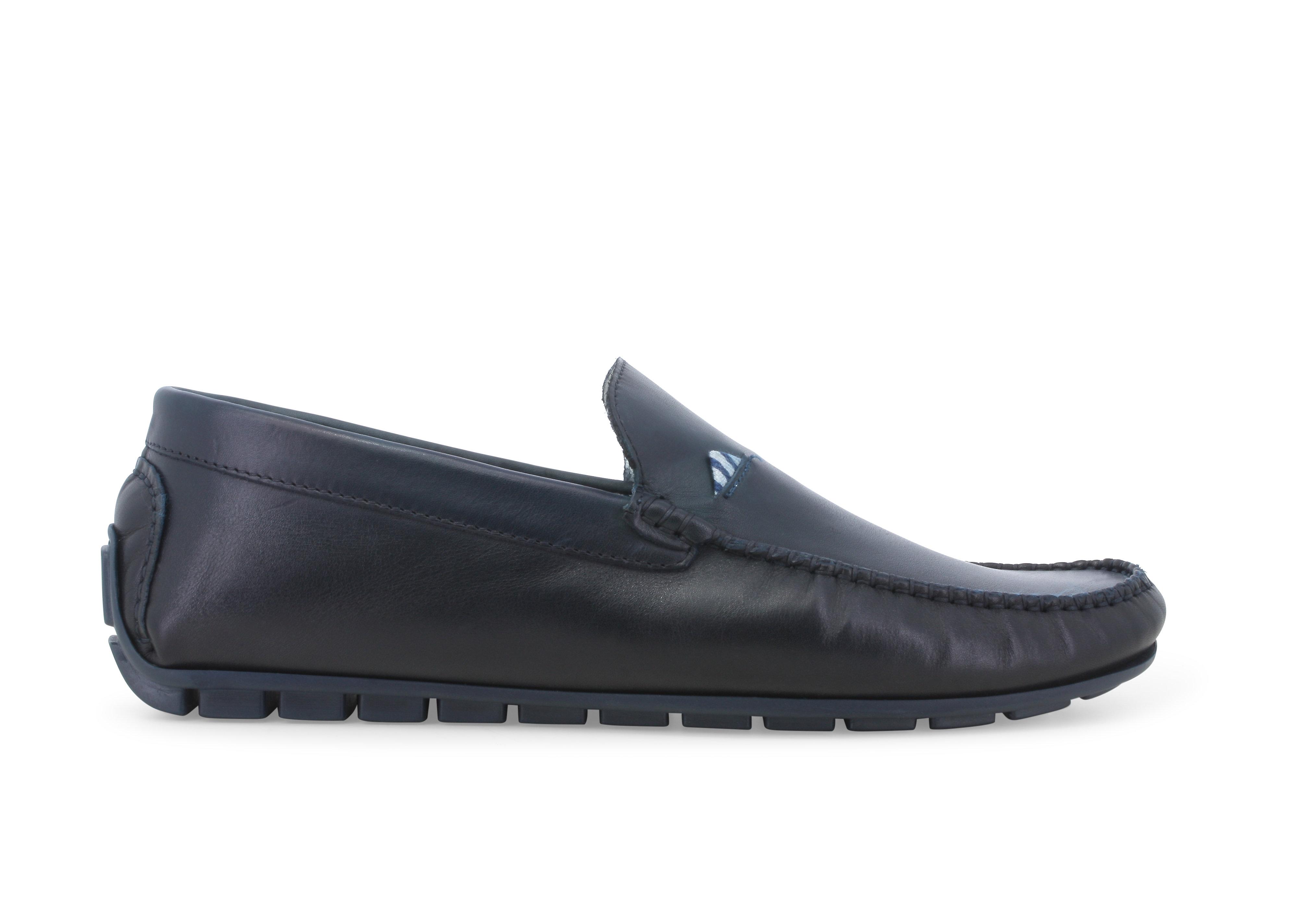 Mocassino drive uomo in pelle blu notte modello slip-on u16017q