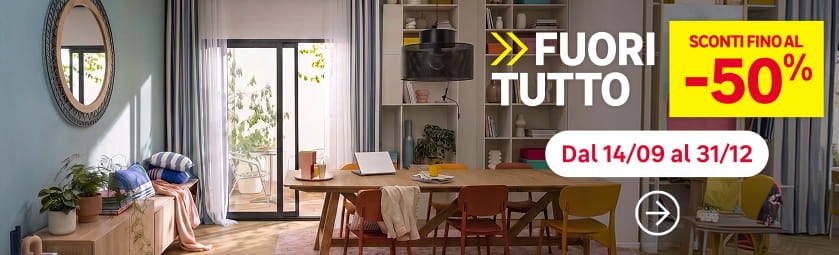 Fuori tutto: sconti fino al -50%. Dal 14 settembre al 31 dicembre